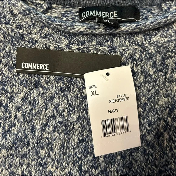 Commerce Men’s Sweater Navy Blue Size XL NWT - Picture 3 of 4